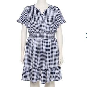 Croft & Barrow gingham smocked Waisted challis dress